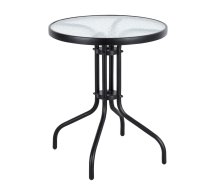 Dārza galds Multigarden, 60 cm, rūdīts stikls, melns - garden table, glass table, terrace table