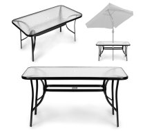 Multigarden SC-094-120 dārza galds 120x70 cm, rūdīts stikls, melns - garden table, glass table, terrace table