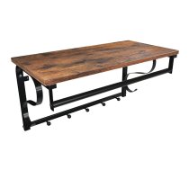 Leobert sienas plaukts ar pakaramajiem Loft, koks/metāls, brūns/melns - wall shelf, clothes hanger, hallway furniture