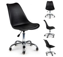 ModernHome PC-009 biroja krēsls ar spilvenu un gumijas riteņiem, melns - office chair, computer chair