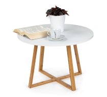 Modernhome RH1902-04 kafijas galdiņš 60 cm, balts/bambuss - coffee table, Scandinavian table, round table 60cm