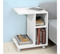 Kafijas galdiņš uz riteņiem ar plauktiem ModernHome, balts - coffee tables, living room coffee table