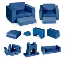 Bērnu moduļu dīvāns konstruktors ECOTOYS, 8 mīksti spilveni, zils - kids furniture, kids table, kids chairs