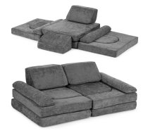 Liels moduļu dīvāns bērniem ECOTOYS, 10 mīksti spilveni, pelēks - kids furniture, kids table, kids chairs