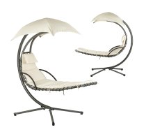 Multigarden PH006 piekaramais dārza zvilnis ar jumtiņu, bēšs - hanging lounger, garden swing chair, hammock chair