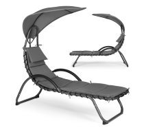 Multigarden PH158C dārza zvilnis ar jumtiņu, pelēks - garden lounger, lounger with canopy, sunbed