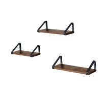 Sienas plauktu komplekts 3 gab. industriālā loft stilā, tumši brūns - shelves stands and hangers, clothes rack