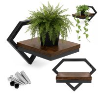 Sienas puķu plaukts ModernHome dimanta formas plaukts augiem loft stilā - shelves stands and hangers, clothes rack