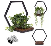 Sienas plaukts puķēm ModernHome heksagons lofta stilā - shelves stands and hangers, clothes rack