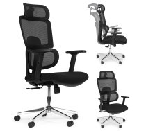Ergonomisks biroja krēsls ModernHome ar regulējamu augstumu un galvas balstu, melns - office chairs, office chair