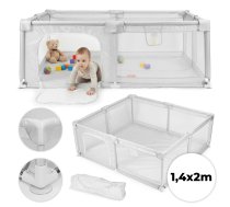 Bērnu sētiņa ECOTOYS 140x200 cm, rotaļu laukums, sauso bumbiņu baseins ar somu, pelēka