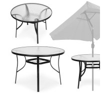 Multigarden apaļš dārza galds ar stikla virsmu, 105 cm, melns - garden table, round table, terrace table