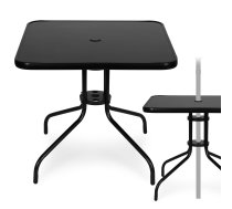 Dārza galds MultiGarden, 80x80 cm, rūdīts stikls, melns - garden table, outdoor table, glass table