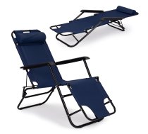 Multigarden dārza zvilnis ar galvas balstu, saliekams, zils - garden lounger, foldable lounger, beach chair