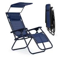 MultiGarden dārza un pludmales zvilnis ar regulējamu jumtiņu, zils - garden lounger, beach chair, folding sunbed