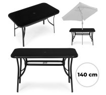 Dārza galds MultiGarden 140x80 cm, rūdīts stikls, melns - garden table, glass table, terrace table
