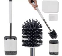 Silikona tualetes birste Ruhhy 23808 ar turētāju un pinceti, balta/pelēka - toilet accessories, toilet paper holder