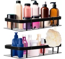 Ruhhy 23170 vannas istabas plauktu komplekts, 2 gab., melns - bathroom shelf, shower shelf, wall shelf