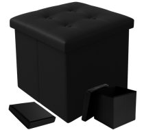Ruhhy salokāms pufs ar kasti, 38x38x38 cm, melns - folding pouf, pouf with storage, Ruhhy pouf