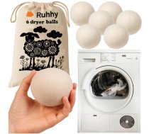 Ruhhy 25704 vilnas bumbas veļas žāvētājam, 6 gab., smilškrāsas - wool dryer balls, laundry balls