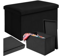 Saliekams velūra pufs ar kasti Ruhhy 25995, 60x30x30 cm, melns - ottomans and benches, storage ottoman
