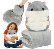 Kruzzel 00025638 Kāmītis 3-in-1 Rotaļlieta, Spilvens un Sega 105x200cm Pelēks/Balts - hamster toy with blanket