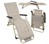 Saliekams dārza zvilnis Trizand 178cm ar spilvenu, bēšs