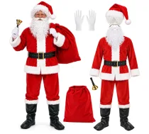 Ziemassvētku vecīša tērps Glimz, 13 daļas, universāls izmērs - santa claus costume, santa suit set