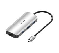 USB-C dokstacija ar HDMI, VGA, 3x USB 3.0, PD 0,15 m Vention TOIHB (pelēka) | Docking Station to 0.15m (gray)