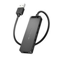 USB 2.0 4 portu centrmezgls ar barošanas adapteri Vention CHMBB 0,15 m, melns | 4-Port Hub with Power Adapter 0.15m, Black