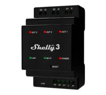 DIN sliedes viedslēdzis Shelly Pro 3 ar sausajiem kontaktiem, kanāli | Rail Smart Switch with dry contacts, channels