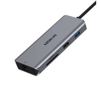 MOKiN 9in1 portatīvo datoru dokstacija no USB C līdz 2x 3.0 + 2.0 HDMI SD/TF RJ45 PD (sudraba krāsā) | Laptop Docking Station to (silver)