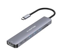Lention 8in1 koncentrators USB-C uz 3x USB 3.0 + SD/TF PD HDMI 4K60Hz (pelēks) | Hub to (gray)