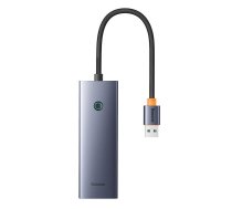 Centrmezgls Baseus UltraJoy Series Lite 4-Port (USB uz USB 3.0*3+RJ45*1+USB-C 5V) (pelēks) | Hub to (gray)