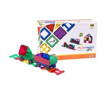 Magnētiskās plāksnītes 3D Train Playmags 153 - 50 gab. komplekts | Magnetic tiles pcs set