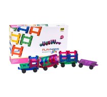 Magnētiskās plāksnītes 3D Train Playmags 155 - 20 gab. komplekts | Magnetic tiles pcs set