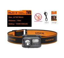 Pieres lukturis Superfire HL23-X 120lm USB-C