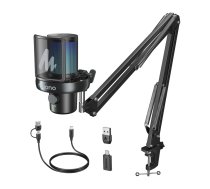 Maono DM40 S Pro bezvadu spēļu mikrofons, melns - wireless gaming microphone, streaming mic, RGB microphone