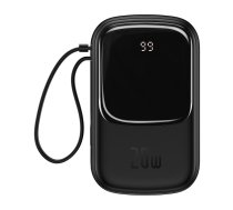 Baseus Q pow Digital Display Power Bank 20000mAh, IP, USB, USB-C, 20W (With Lightning Cable) Black