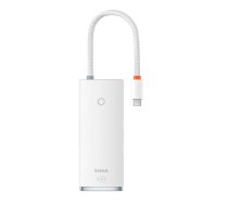 Baseus Lite Series Hub 5w1 USB-C to 3x USB 3.0 + USB-C + HDMI (white)