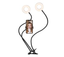 Phone holder / Stand with Dual Ring Light Cygnett (black)