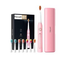 Soniskā zobu birste, elektriskā zobu suka ar uzgaļu komplektu un futrāli FairyWill FW-507 Plus (rozā) | Sonic Toothbrush