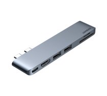 6-in-1 adapteris UGREEN CM380 USB-C savienotājs MacBook Air / Pro (pelēks) | Adapter Hub for (gray)