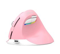 Bezvadu vertikālā pele Delux M618Mini DB BT+2.4G 2400DPI (rozā) | Wireless Vertical Mouse (pink)