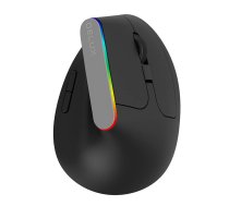 Bezvadu vertikālā pele Delux M618C 2.4G 1600DPI RGB (melna) | Wireless Vertical Mouse (black)