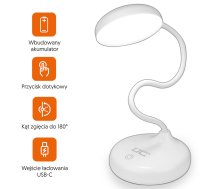 Bezvadu LED galda lampa LTC, 6W uzlādējama, skārienjutīga, 3000mAh, 3 krāsas, balta - desk lamps, LED desk lamp