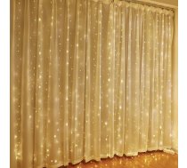 LED gaismas aizkars 100 LED 3x1m Telcon iekštelpām un āram, silti balts