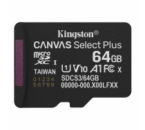 Kingston Canvas Select Plus 64GB microSDXC atmiņas karte 100MBps, melna