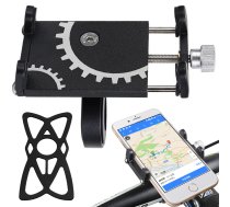 Stūres Telefona Turētājs Velosipēdam un Motociklam, Alumīnija, Universāls, ar Silikona Aizsardzību | Handlebar Phone Holder for Bicycle and Motorcycle, Aluminium, Universal, with Silicone     Protection