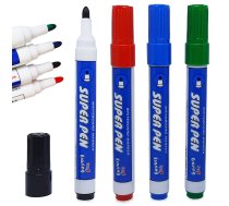 Sausās Tīrīšanas Marķieri Baltajām Tāfelēm, Komplekts 4 Krāsas: Melns, Zils, Zaļš, Sarkans | Dry Erase Markers for Whiteboards, Set of 4, Black, Blue, Green, Red